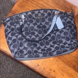 Coach Navy and Black Signature Shoulder Bag